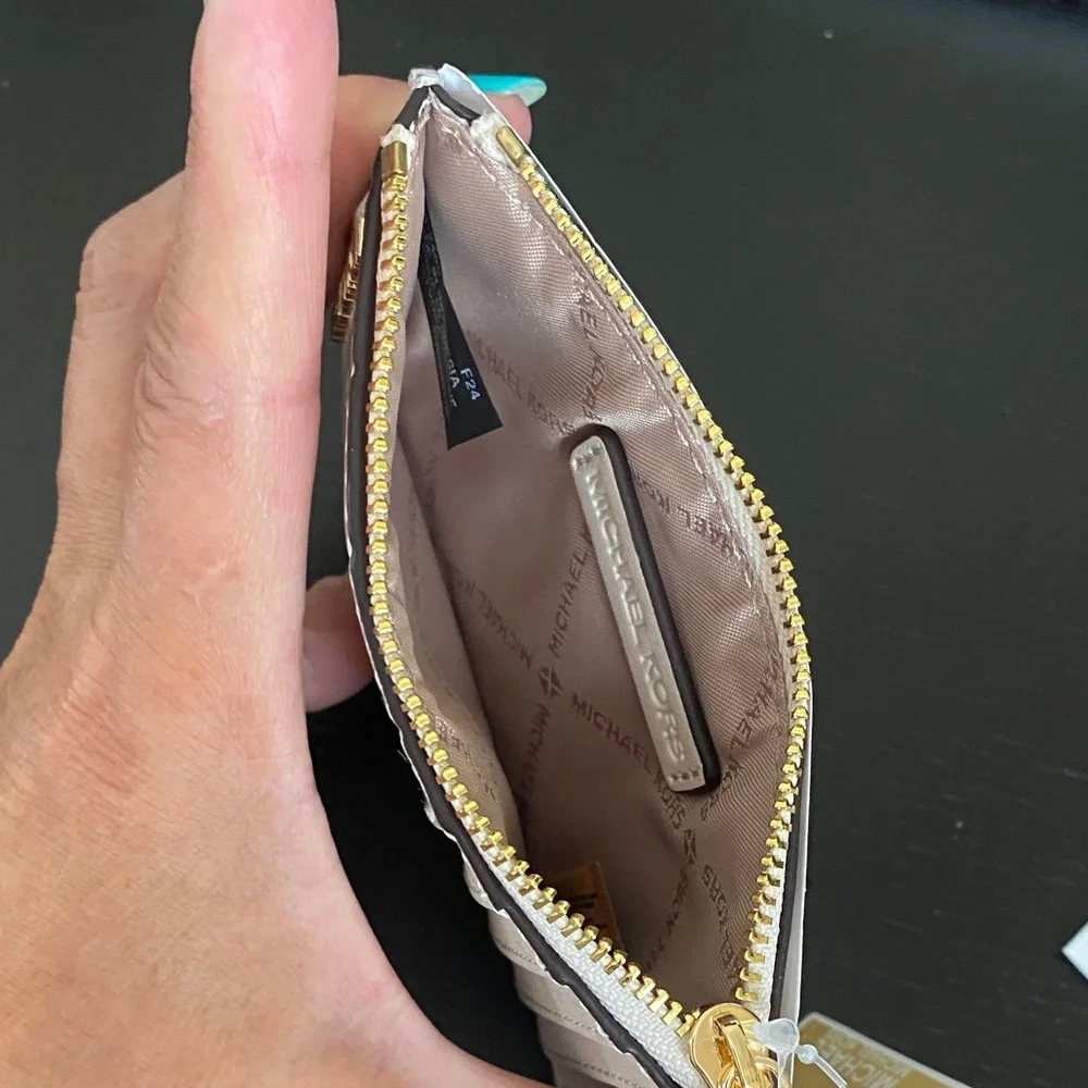 Michael Kors Croc-Embossed Card Holder with Gold Hardware